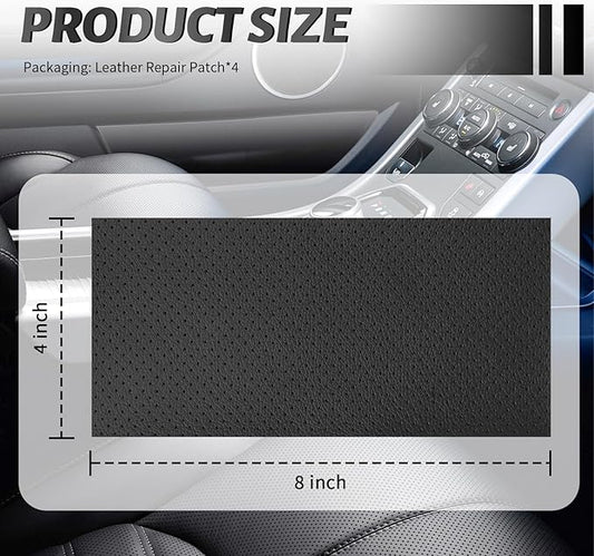 4PCS New Perforated Self Adhesive Leather Repair Patch,8"x4" Breathable Leather Repair Tape Patch for Car Seats/Couches/Vinyl,Thickened PU Leathers Seat Patches for Car