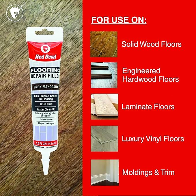 Red Devil 056070 Flooring Repair Filler, 5 oz., Dark Mahogany, 4 Pack