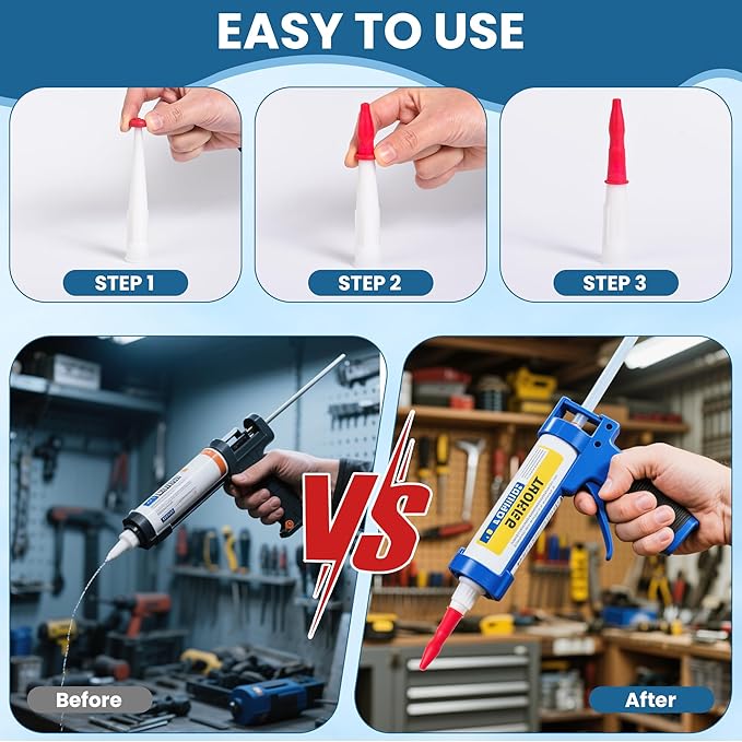 40PCS Caulk Tube Latex Sealing Caps, Caulking Gun Tip Caps - Universal Fit Caulk Tube Latex Sealing Caps for Sealing and Preserving Open Caulking Tube, Tight & Leak-proof Sealing