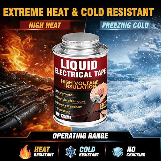 Liquid Electrical Tape – Black Insulating Electrical Tape Adhesive, Waterproof & Heat Resistant Coating for Cable Repair, Ideal for Home Flexible Wire Equipment Repair, Automotive