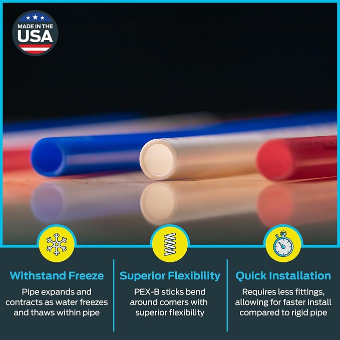 SharkBite 1/2 Inch x 5 Feet Blue PEX-B, Made in the USA, Pack of 10, Flexible Water Pipe Tubing for Plumbing, U860B5