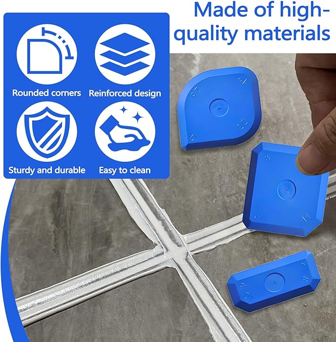 Huakaile 15 Packs Silicone Remover Tool Scraper, 1.96''/5 CM Reusable Sealant Tool Applicator for Mastic Finishing Caulking Seam Smoothing Profiling Block Bathroom Home Kitchen Floor