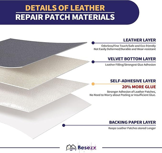 Leather Repair Patch Tape Kit, Self Adhesive Leather Repair for Furniture, Couch, Sofa, Car Seats,Office Chair,Vinyl Repair Kit.30inx16in