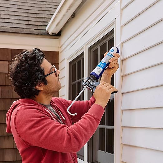 GE All Purpose Silicone Caulk, White, 10.1 fl oz Cartridge, 1 Pack - 100% Waterproof Silicone Sealant, Stronger Adhesion, Freeze & Sun Proof