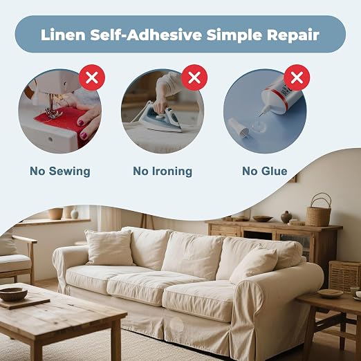 BESEZX Linen Fabric Repair Patch，3 PCS 9 * 11 Inch Self-Adhesive Couch Fabric Patch for Furniture, Sofa, Chair, Upholstery. (Fine,Dark Brown)