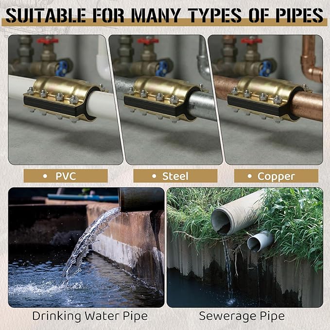 Geelin 4 Pcs 3/4 Inch Pipe Repair Clamp for 0.98-1.06 Inch Outer Diameter Water Pipe Leak Repair Clamp Kit for Cracks/breaks in Steel/iron//PE/ppr/PVC Pipes, Model DN 20 x 110