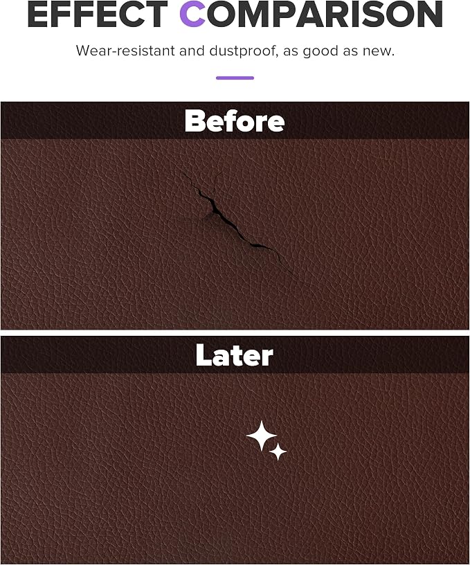 2PCS Leather Repair Patch,Car Accessories Universal PU Vinyl Self Adhesive Leather Repair Patch for Car Upholstery Seat,Ideal for Covering Tears,Scratches (Coffee)