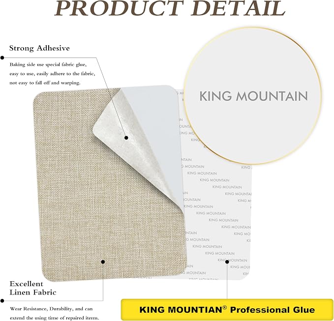 Coarse Linen Repair Patches, Self-Adhesive Linen Fabric Patches, 12X40 inch Extra Size, Multi Color, Can be Used for Linen Sofa Repair (12" x 40",Beige 1.0)