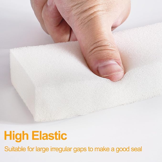 High Density Foam Tape Air Conditioner Window Seal, 2x1 Inch Thick Foam Stripe with Adhesive for Window AC Insulation, Weather Stripping for Doors and Windows Insulation, AC Foam Tape, White
