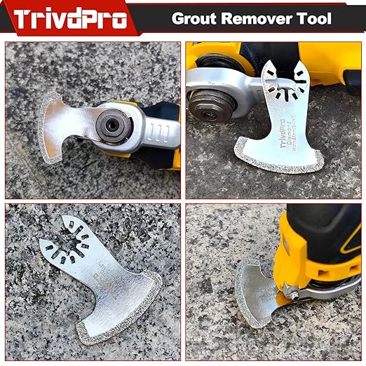 Grout Removal Tool Blade for Oscillating-Tool - TrivdPro 6pcs Grout Remover Diamond Oscillating Blade for Tile, Concrete, Masonry, Cleaning Mortar