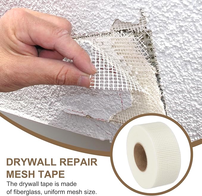 PATIKIL Drywall Repair Mesh Tape, 3 inch x 328 ft Fiberglass Repair Patch Self-Adhesive Dry Wall Joint Tape 6 Mesh Wall Hole Crack and Seam Patch, White