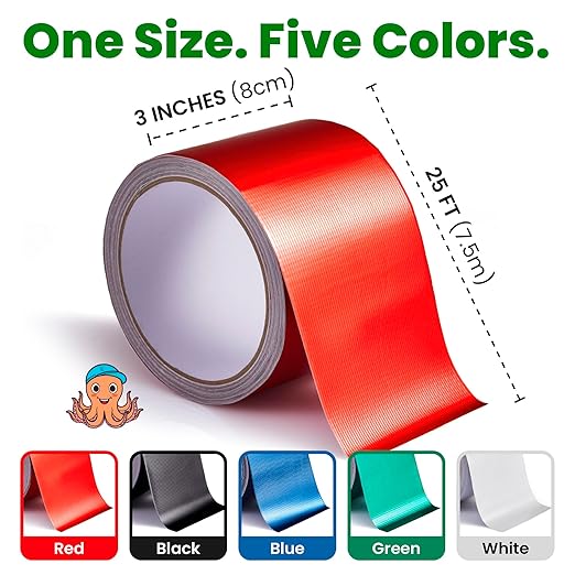 Awning Covers & Tarp Repair Tape - Waterproof Self Adhesive Patch Repair Kit | Patch Tapes for Awnings, Outdoor Canopies, Patio Awnings, Gazebos, Tents, RV, Canvas, Boat Covers (Red, 3 Inch x 25 Ft)