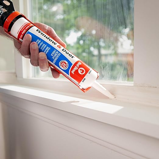 Red Devil 084620 Window & Door Siliconized Acrylic Caulk, Almond, 10.1 oz, Pack of 12, Made in USA
