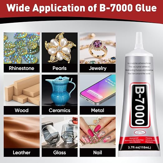 4 PCS 110ml B7000 Glue Clear with Precision Tip, Rhinestone Glue for Nail, Craft Glue, Bedazzling Glue, Shoe Glue, Jewelry Glue for Rhinestone Shoe Jewelry Making DIY Craft Makeup Metal
