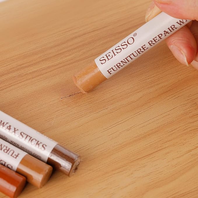 SEISSO Furniture Repair Crayon, 6 PCS Wood Filler Sticks, Scratch Repair Wax, Furniture Marking Repair for Scratch, Cracks, Hole, Table, Cabinets, Laminate Wood Floor, Guitar, Instrument, Black