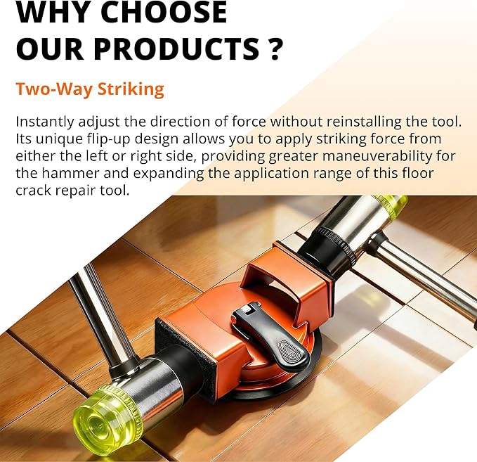 Floor Gap Fixer Tool, with 5pcs Sticky Pads, Double-Sided Striking Surface Floor Gap Repair Tool, Made of Iron & Enhanced Suction Cup, for Fixer Laminate, LVP, Hardwood Flooring Tools