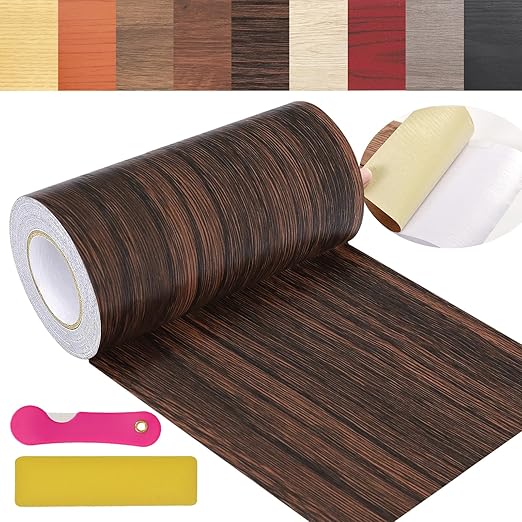 Wood Grain Repair Tape, 5.9 inch X 32ft Self Adhesive Wood Colored Tape for Tables, Chairs, Baseboards, Doors, Windows, Floors, Handicraft DIY.