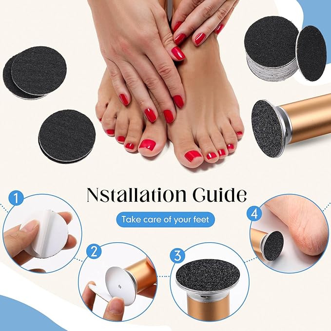 Gisafai 1000 Pcs Replaceable Sandpaper Refill Discs Bulk 60 Grit Replacement Sandpaper Pad Discs for Electric Foot File Callus Remover Black Tool Foot File Disks for Cracked Heels Dead Skin
