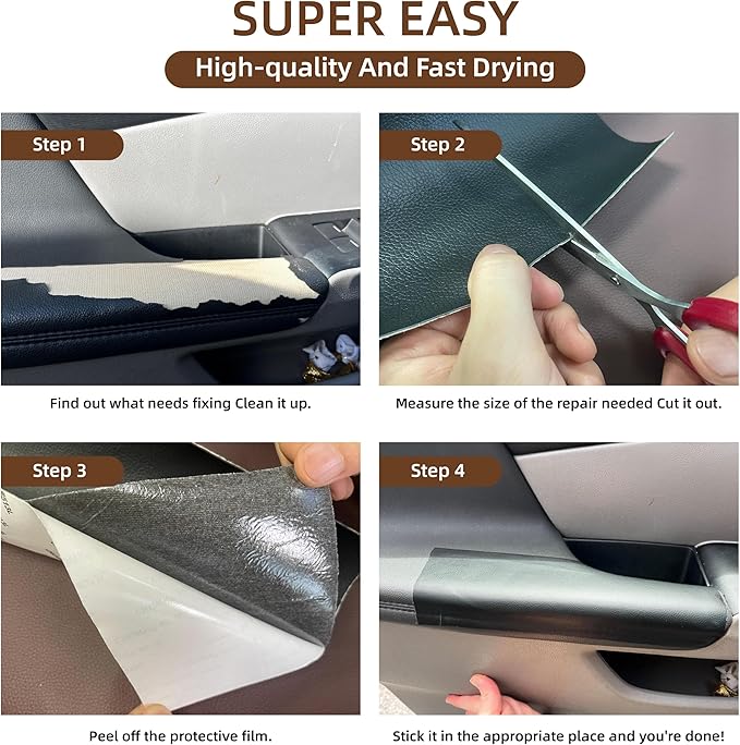 CHEIGHY Leather Repair Kit Self Adhesive Leather Repair Patch for Furniture 15.7X79 inch Vinyl Repair Kit for Couches Car Seats Sofa Office Chair Belt Jackets (Dark Coffee)
