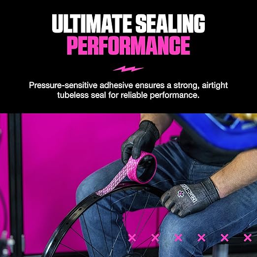 Muc-Off Tubeless Rim Tape, 35mm - Adhesive Bike Tire Liner, Tubeless Tape for MTB/Road/Gravel Bikes - Tubeless Kit Including 10m Roll of Bike Tape