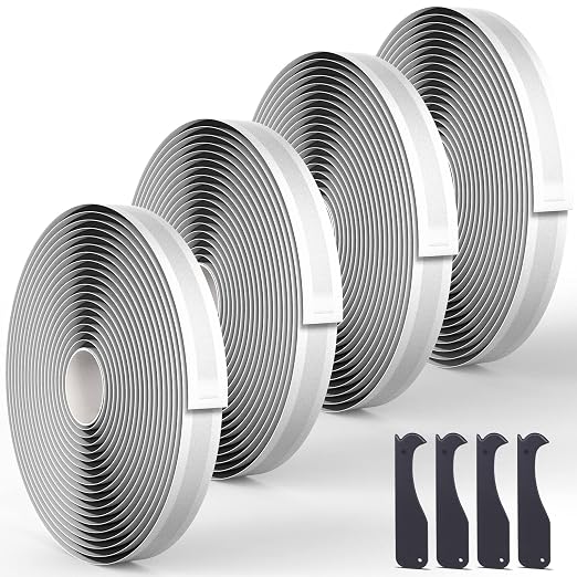 Oleitodh Black Butyl Sealant Tape – 1/2" x 80' Butyl Rubber Sealant, 4 Rolls Multi-Purpose Butyl Rope, and Putty Tape for RV Repair, Window, Boat Sealing, Glass and EDPM Rubber Roof Patching