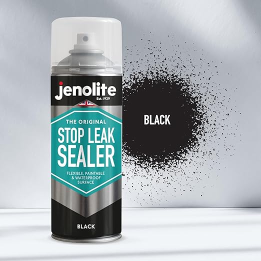 JENOLITE Stop Leak Sealer Spray - Instant Waterproof Sealant Spray - Fills, Seals & Stops Leaks | Perfect for Gutters, Flat Roofs, Waste Pipes, and More - Black, 400ml (14 Ounces)