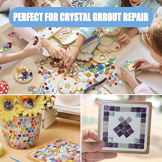 Mosaic Crystal Grout, Mosaics Tile Tools, Mosaic Tile Accessories – Essential for Handmade Grouting and Perfect for DIY Craft Projects (Translucent, 17.6oz)