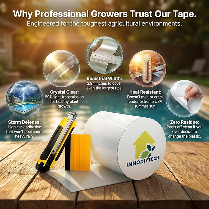Waterproof Tape for Pools 3.94" W x 4.92ft L Transparent PVC Repair for Pools, Liners, Plastic, Outdoor, Wet Surfaces, Leak Seal, Adhesive, Cutter Included.