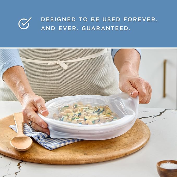 Stasher Premium Reusable Silicone Stretch Lids, Clear, 3pk of 2.5” Lids, Airtight Seal, Food Container Covers, BPA Free, Leak-free, Dishwasher Safe, Microwave Safe, Eco-Friendly