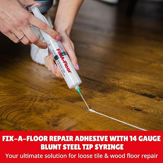 The Original Fix-A-Floor Loose Tile Repair Adhesive - Tile, Marble, Stone, Wood - Easy DIY Repair – Versatile Compatibility - 1 Gallon Jug – Comes with a Syringe Applicator