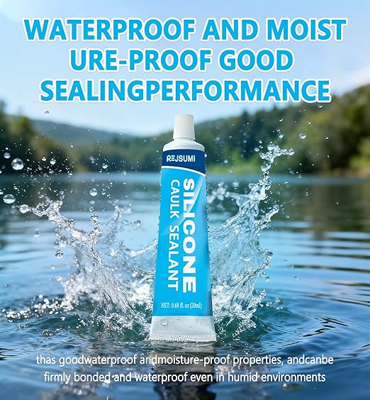 Clear Silicone Caulk Sealant 0.68 fl.oz(20ml)*2, Waterproof & Strong Adhesion, Shrink & Crack Proof for Kitchen Bathroom Window Door Toilet Shower Sink