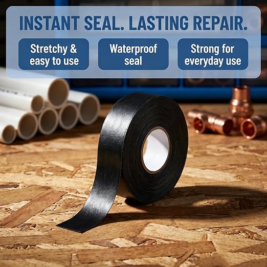 Self-Fusing Waterproof Patching Tape, Patch Tape for Repairing Pipe & Hose Leaks and Bucket Holes (1, Transparent)