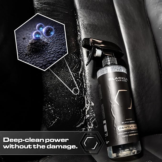 Blackline Car Leather Cleaner and Conditioner Care Kit - 2 (16 Fl Oz) Bottles - Effectively Cleans and Conditions Leather Car Interiors, Shoes, Boots, Bags, Furniture, Apparel and More
