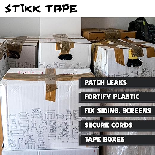 STIKK Duct Tape - Black Duck Tape - 3 inch x 60 Yards - Heavy Duty Tape for Repairs, Household Projects - for Commercial HVAC and Construction - Effective Heavy Duty Waterproof Duct Tape