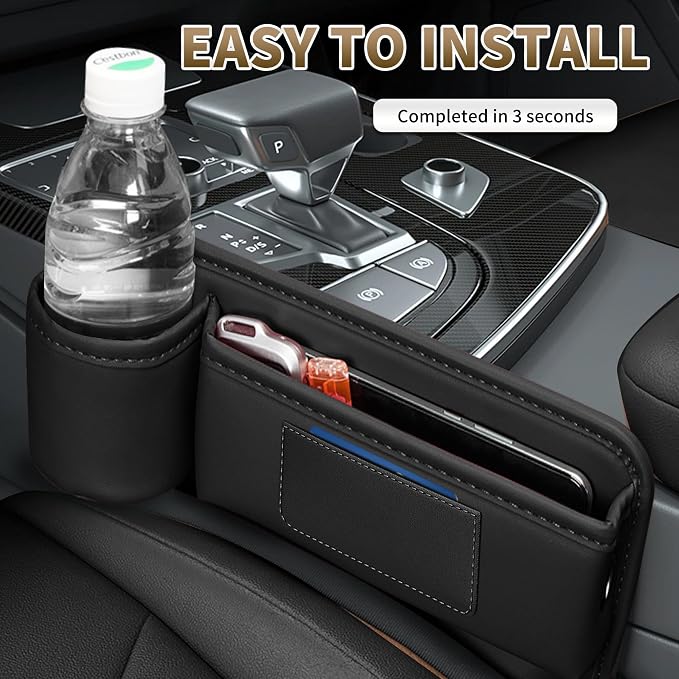 Kwak's Car Seat Gap Filler Organizer 2pcs – Fits 0.2“–1.2” Seat Gaps, Premium PU Leather Seat Gap Plug for Car SUV Truck, Stops Phone/Keys from Dropping, Extra Cup Holder for Car (Red)