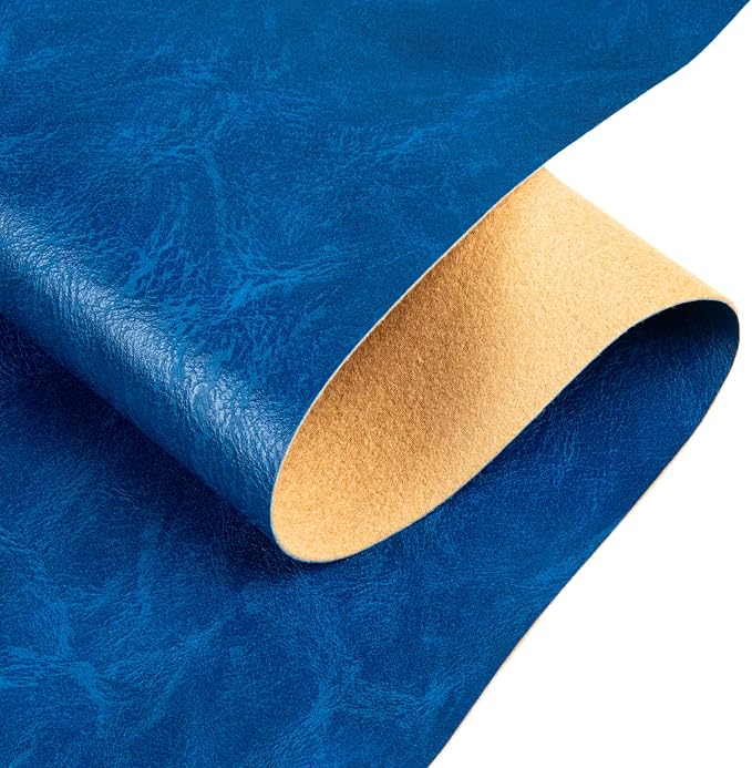 Faux Leather Fabric Sheet, 12 x 54 Inches, Texture Synthetic Material for DIY Crafts, Leather earings,Upholstery, Automotive, Sofa Projects Individual 1/3 Yard Cut (R-Blue, 1/3 Yard)