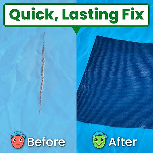 Awning Covers & Tarp Repair Tape - Waterproof Self Adhesive Patch Repair Kit | Patch Tapes for Awnings, Outdoor Canopies, Patio Awnings, Gazebos, Tents, RV, Canvas, Boat Covers (Blue, 3 Inch X 25 Ft)