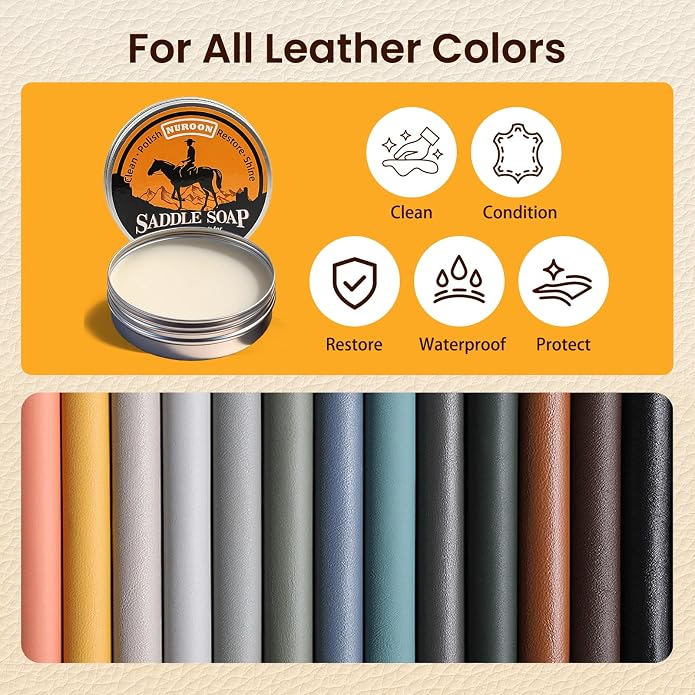Nuroon Leather Boots Care Kit- Leather Cleaner Boots Shoes Cleaning Kit, Saddle Soap,Mink Oil and Wax Waterproofer