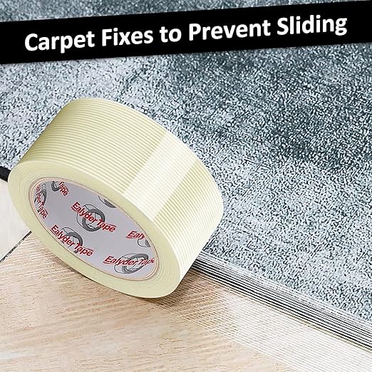 3 Pack Transparent Reinforced Fiberglass Tape – 2 Inch x 30 Yards, 5.5 Mil Filament Strapping Tape, Adhesive Heavy Duty