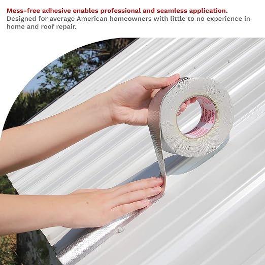 XFasten Super Waterproof Aluminum Butyl Tape, 2-Inch x 33-Foot, Aluminum Foil Tape with Butyl Rubber Adhesive for Window and Metal Roof Flashing, Patching and Gutter Leak Repair (Pack of 2)