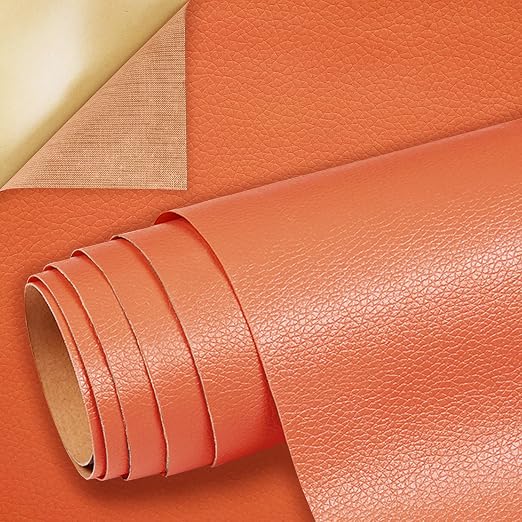 Oversized Leather Repair Tape, Adhesive Repair for Leather,17.7 x 78.8inches, for Sofas, car Seats, Furniture, Bags, Jackets, Armchair Tear Repair Patches (Orange)