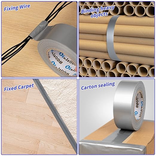 Oleitodh Silver Heavy Duty Duct Tape Bulk 12 Pack -2 inch 60 Yards Each,Strong No Residue, All-Weather, Tear by Hand, Waterproof Gray Tape for Indoor Outdoor Use,Multi Purpose Home Repair