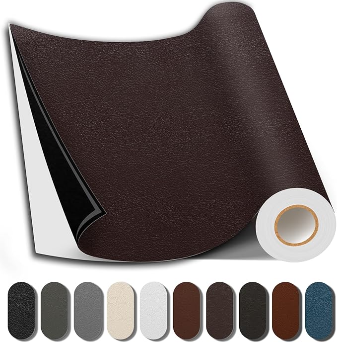 Shagoom Leather Repair Patch, 17X158 Inch Repair Patch Self Adhesive Waterproof, DIY Large Vinyl Patches for Couches, Furniture, Kitchen Cabinets, Wall （Dark Brown, 17X158 Inch）
