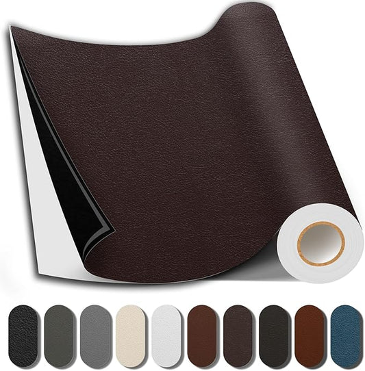 Shagoom Leather Repair Patch, 17X158 Inch Repair Patch Self Adhesive Waterproof, DIY Large Vinyl Patches for Couches, Furniture, Kitchen Cabinets, Wall （Dark Brown, 17X158 Inch）