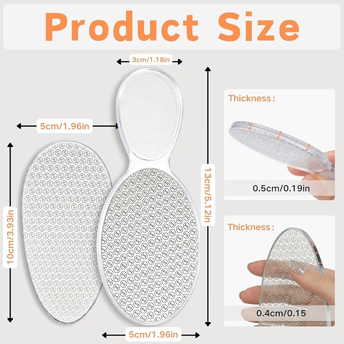 Glass Foot Files for Feet Tool, Heavy Duty Callus Remover for Cracked Heels, Foot Pumice Stone for Wet or Dry Use, 2 PCS