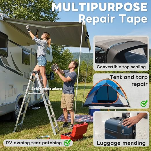 6 Inch x 50FT RV Underbelly Tape, Heavy Duty Waterproof Heat-Resistant | Outdoor Repair Patch for Awning, Tarp, Sail and Boat Cover, Permanent Seam Tape for RV Camper Mobile Home