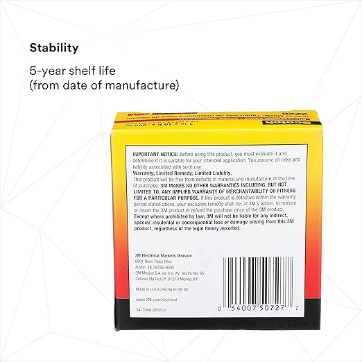 3M Scotch Rubber Mastic Tape 2228, 1 in x 10 ft, Black, Conformable, Self–Fusing, Electrical Insulating, Moisture Sealing, Indoor and Outdoor Applications, 65 mil thick, 1 Roll