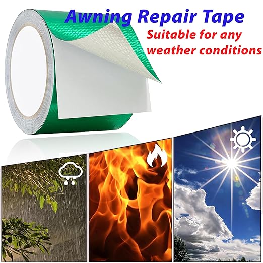 WaterproofRepair Tape for Fabric, 3.1IN x24.6FT, Heavy Duty Outdoor Repair Tape, for RV Roof, Tarp, Tent, Sail and Boat Cover Outdoor Repair Patch, Multipurpose Awning Repair Tape (Green)
