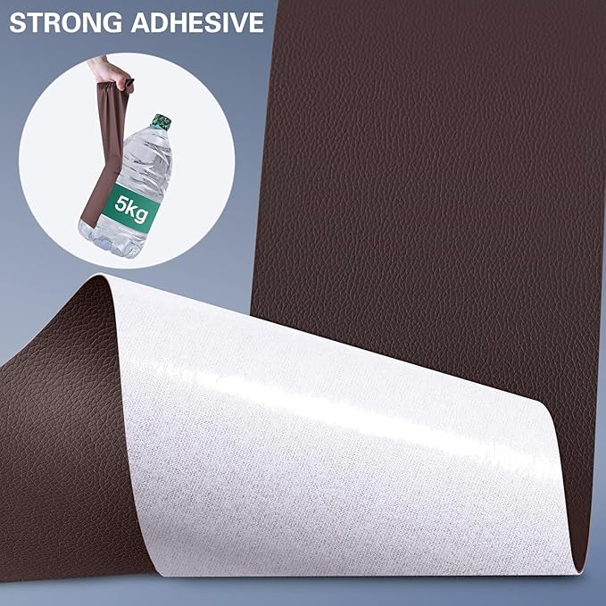 Leather Repair Patch, 24X54 Inch Self Adhesive Leather Repair, Advanced Vinyl Leather Repair Kit, Reupholster Leather Patches for Damaged Leather Furniture, Car Seats (Coffee Brown)