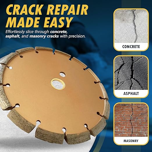 8" Crack Chaser Blade for Cured Concrete, Asphalt Repair or Joint Widen, 0.375" Width, 1"/20mm Arbor
